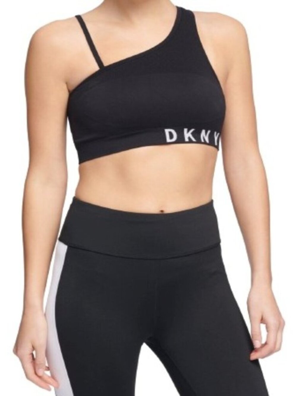 DKNY Womens Sport Asymmetrical Strappy Back Low Impact Sports Bra